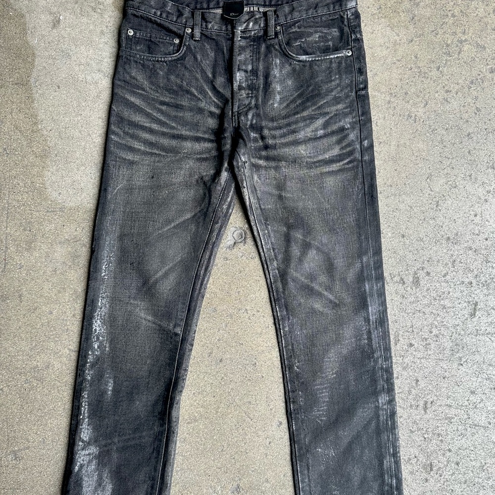 Dior x Hedi Slimane wax/coated clawmark denim